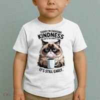 Grumpy Cat With Coffee Funny Meme Quote Toddler T-Shirt thumb 2