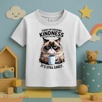 Grumpy Cat With Coffee Funny Meme Quote Toddler T-Shirt thumb 3