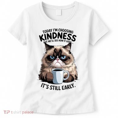 Grumpy Cat With Coffee Funny Meme Quote Women's T-Shirt