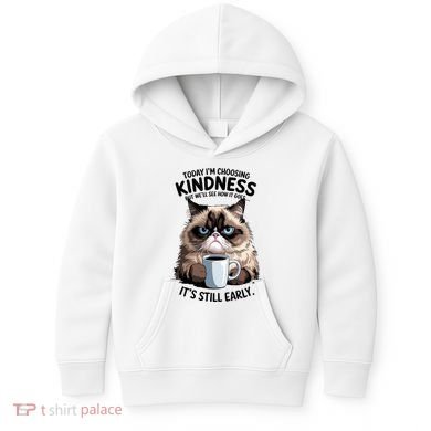 Grumpy Cat With Coffee Funny Meme Quote Kids Hoodie