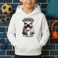 Grumpy Cat With Coffee Funny Meme Quote Kids Hoodie thumb 2