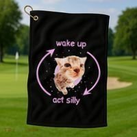 Girl Cats Wake Up Act Silly Cat Meme Certified Freak Golf Towel thumb 1