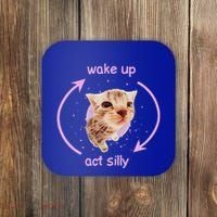 Girl Cats Wake Up Act Silly Cat Meme Certified Freak Coaster thumb 0