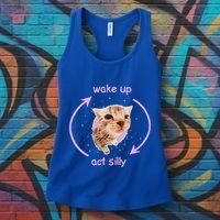 Girl Cats Wake Up Act Silly Cat Meme Certified Freak Women's Tank Top thumb 3