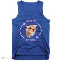 Girl Cats Wake Up Act Silly Cat Meme Certified Freak Tank Top thumb 0
