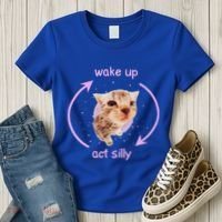 Girl Cats Wake Up Act Silly Cat Meme Certified Freak Women's T-Shirt thumb 3