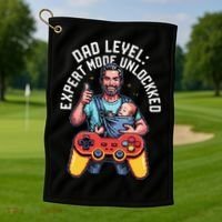 Gamer Dad  Achievement Unlocked Fatherhood Golf Towel thumb 1