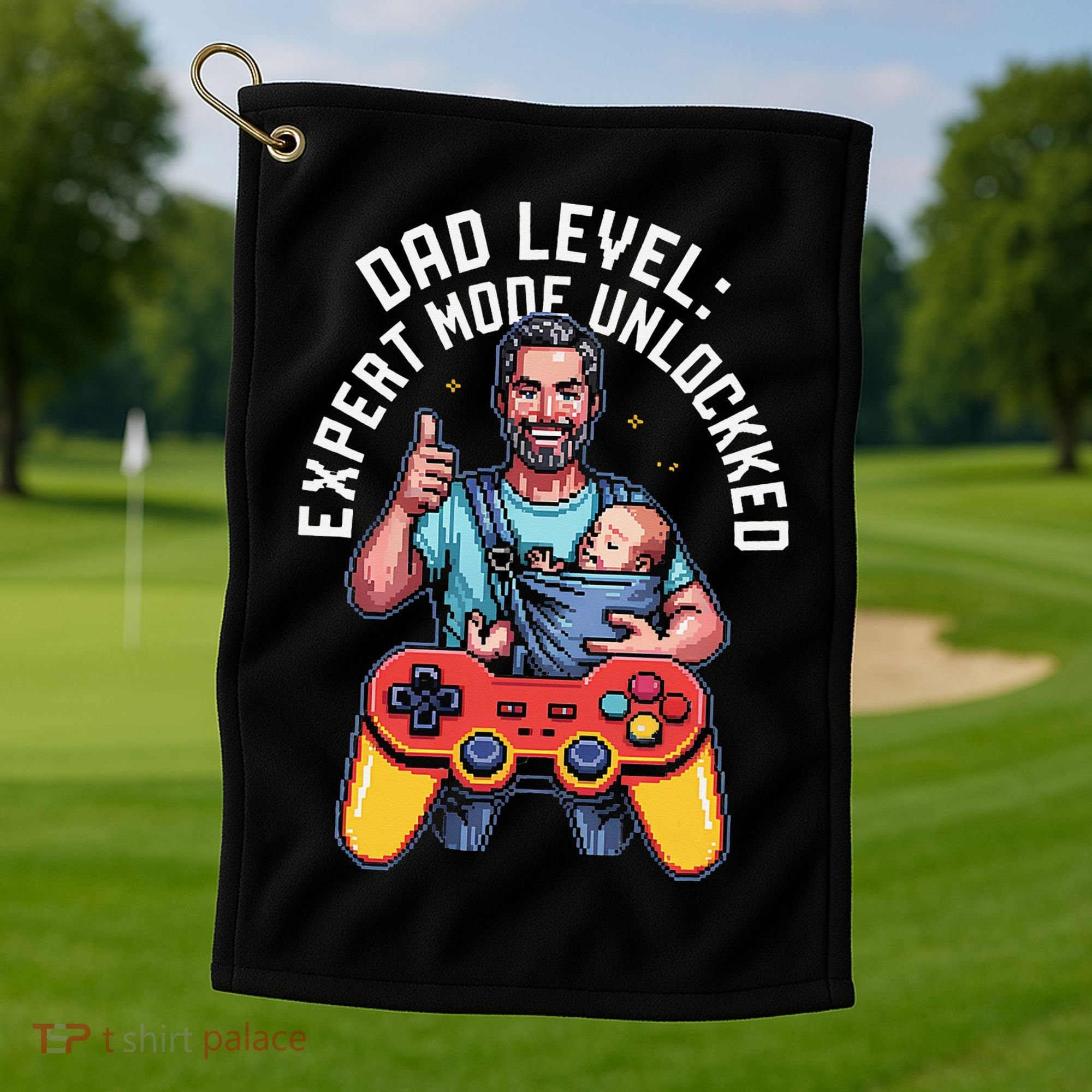 Gamer Dad  Achievement Unlocked Fatherhood Golf Towel