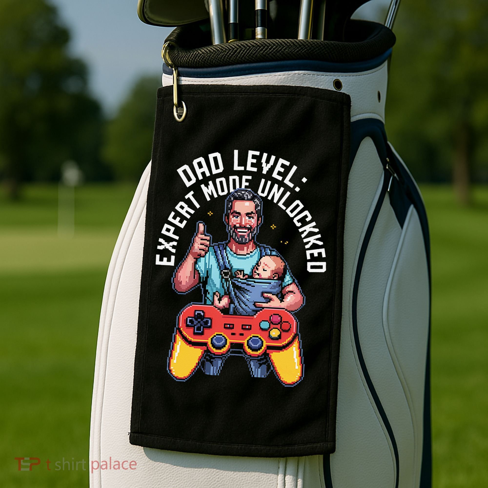 Gamer Dad  Achievement Unlocked Fatherhood Golf Towel