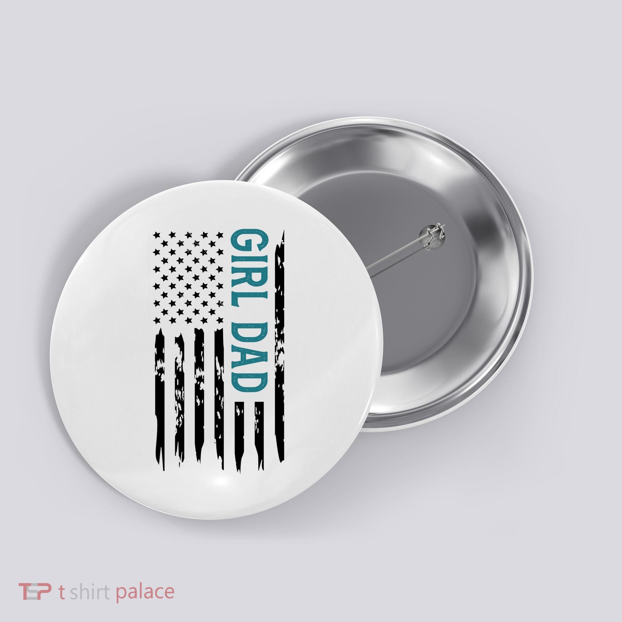 Girl Dad American Flag Button