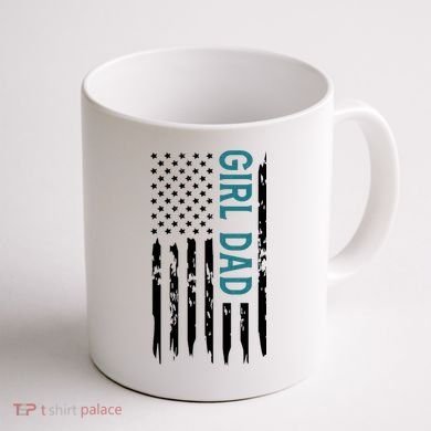 Girl Dad American Flag Coffee Mug back