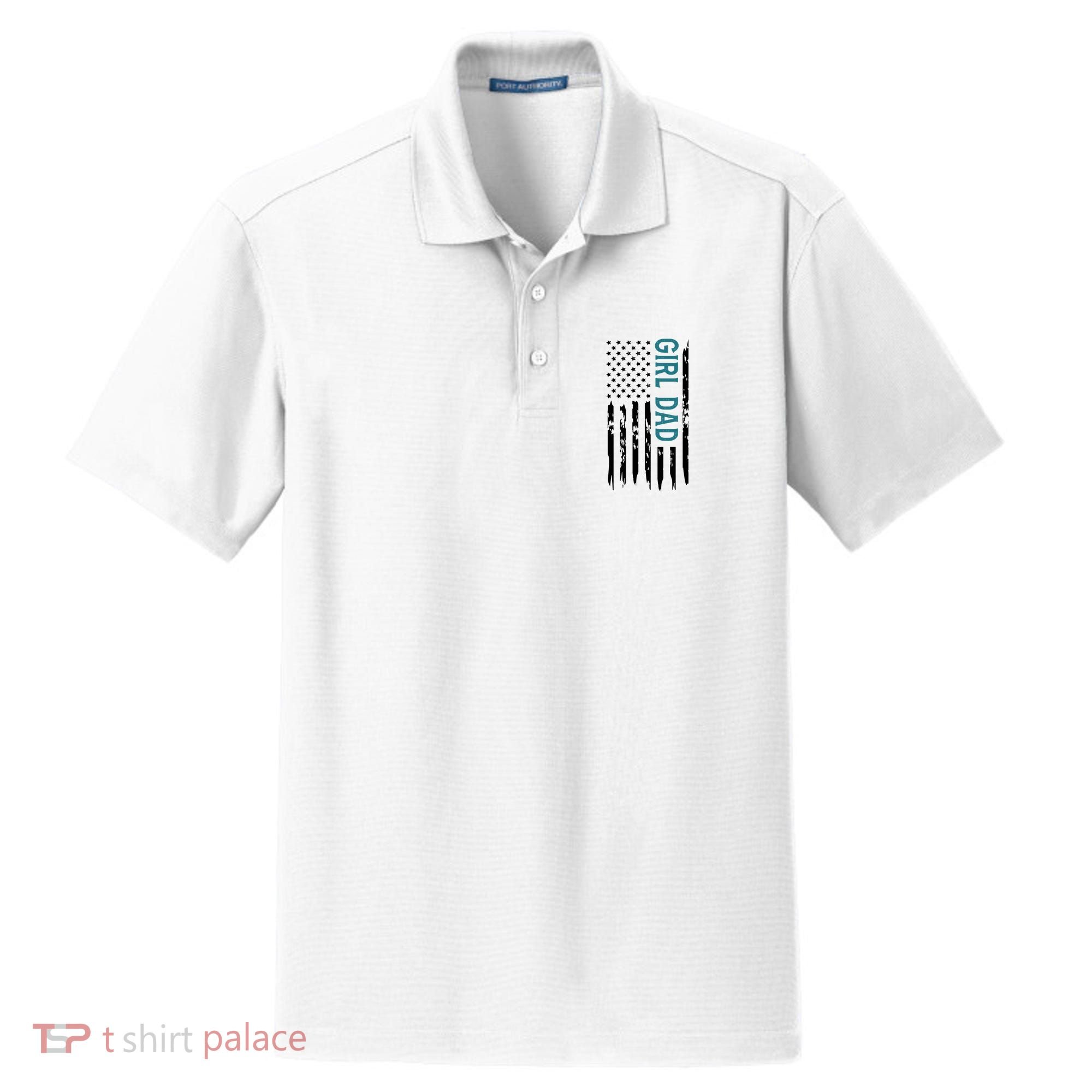 Girl Dad American Flag Dry Zone Grid Polo