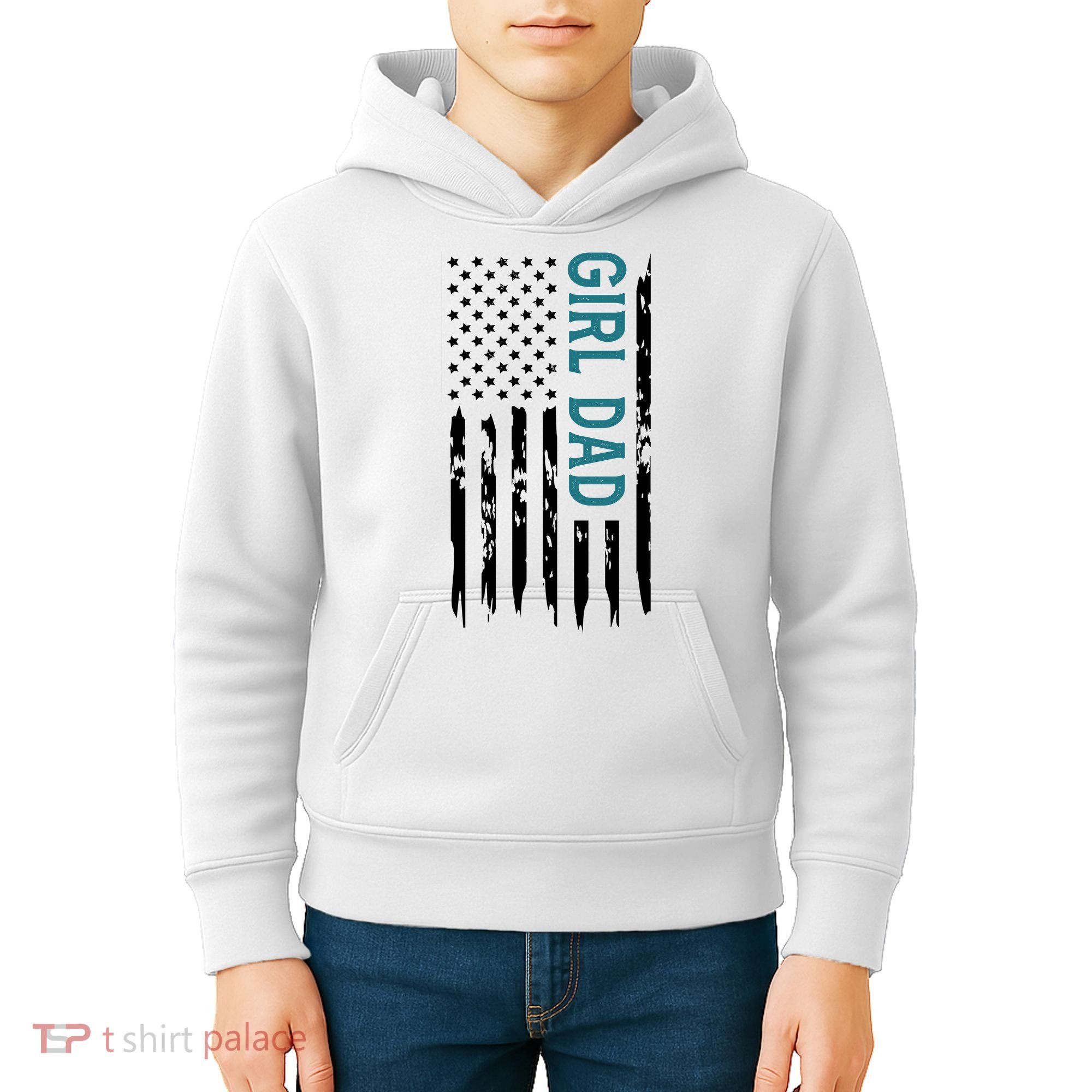 Girl Dad American Flag Kids Hoodie