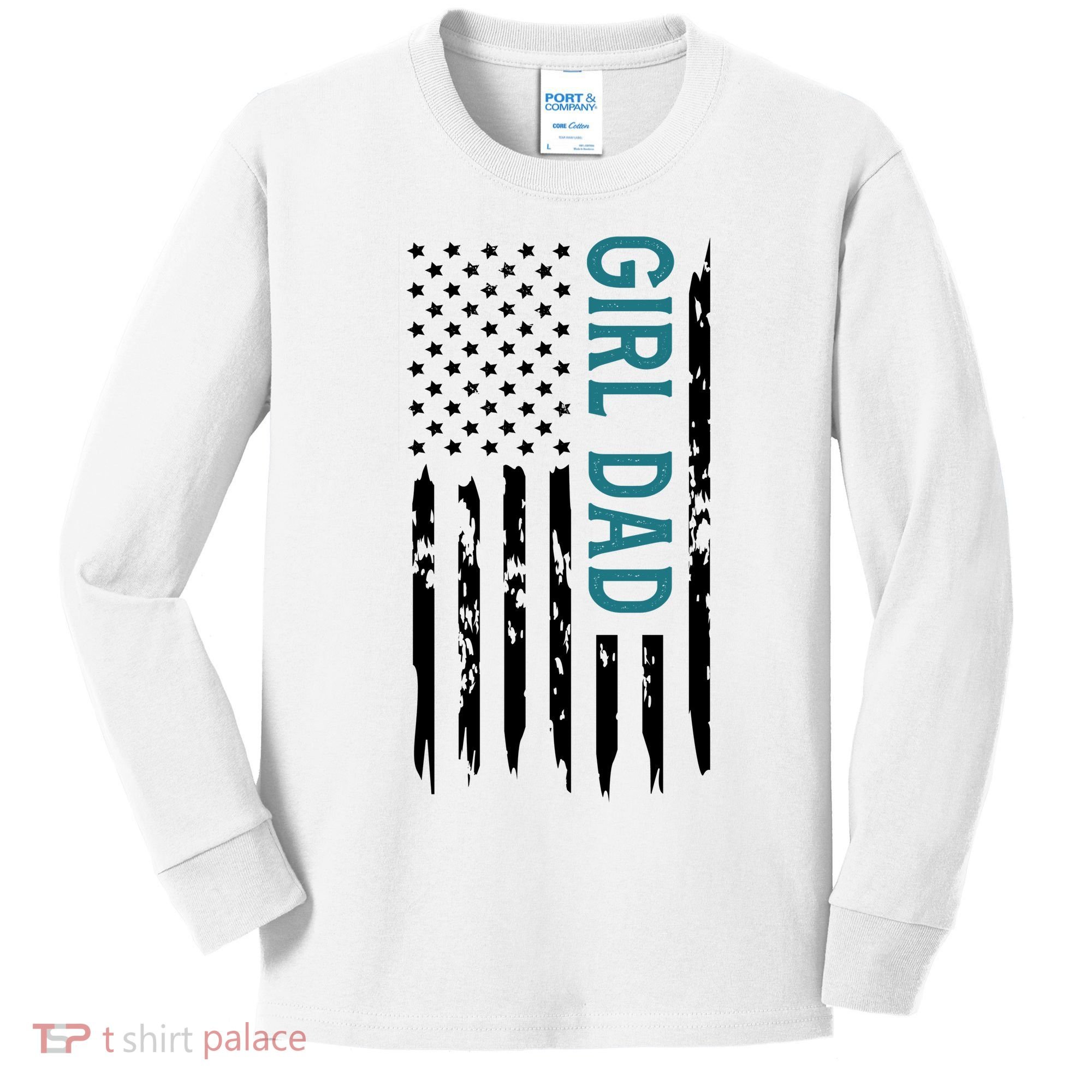 Girl Dad American Flag Kids Long Sleeve Shirt
