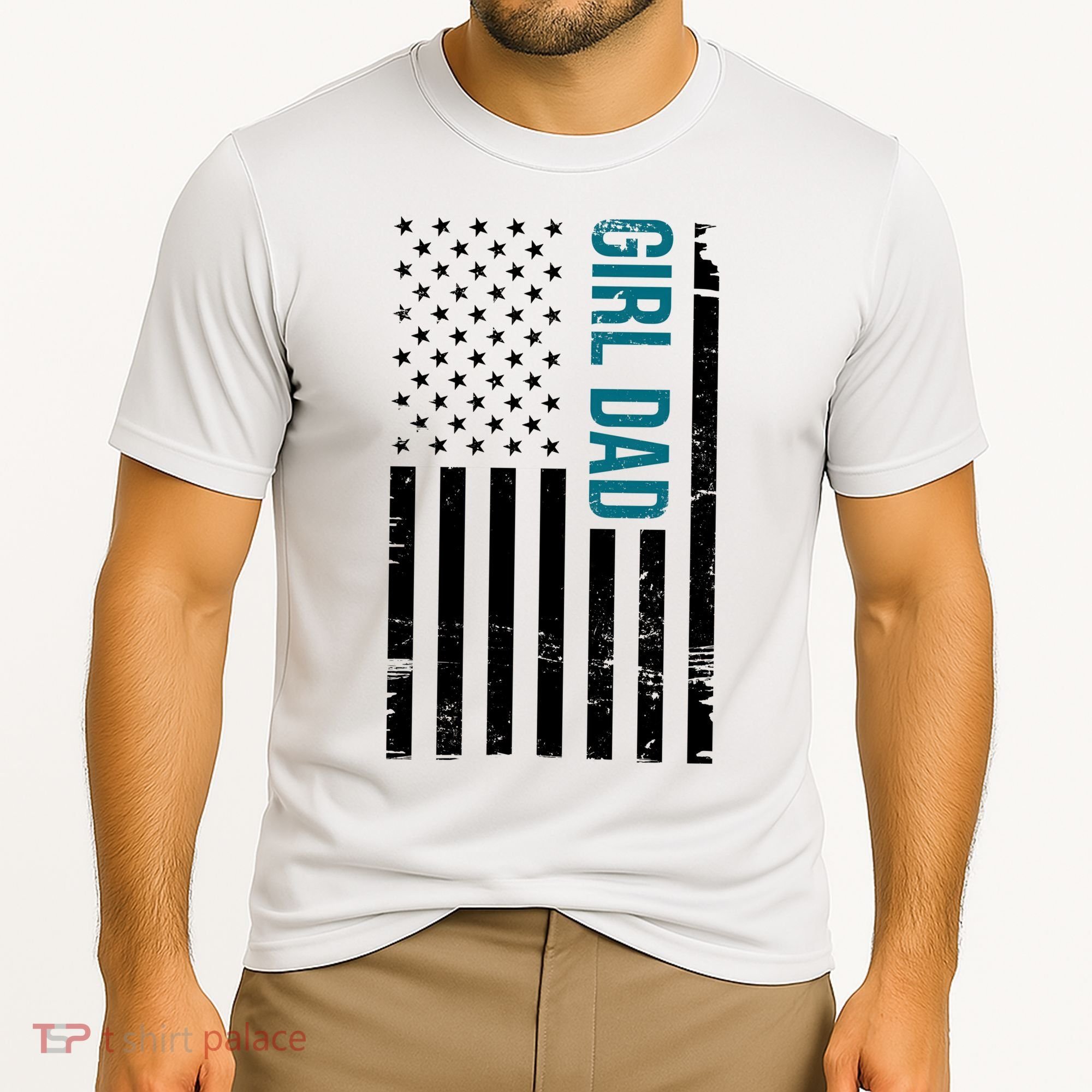 Girl Dad American Flag Cooling Performance Crew T-Shirt