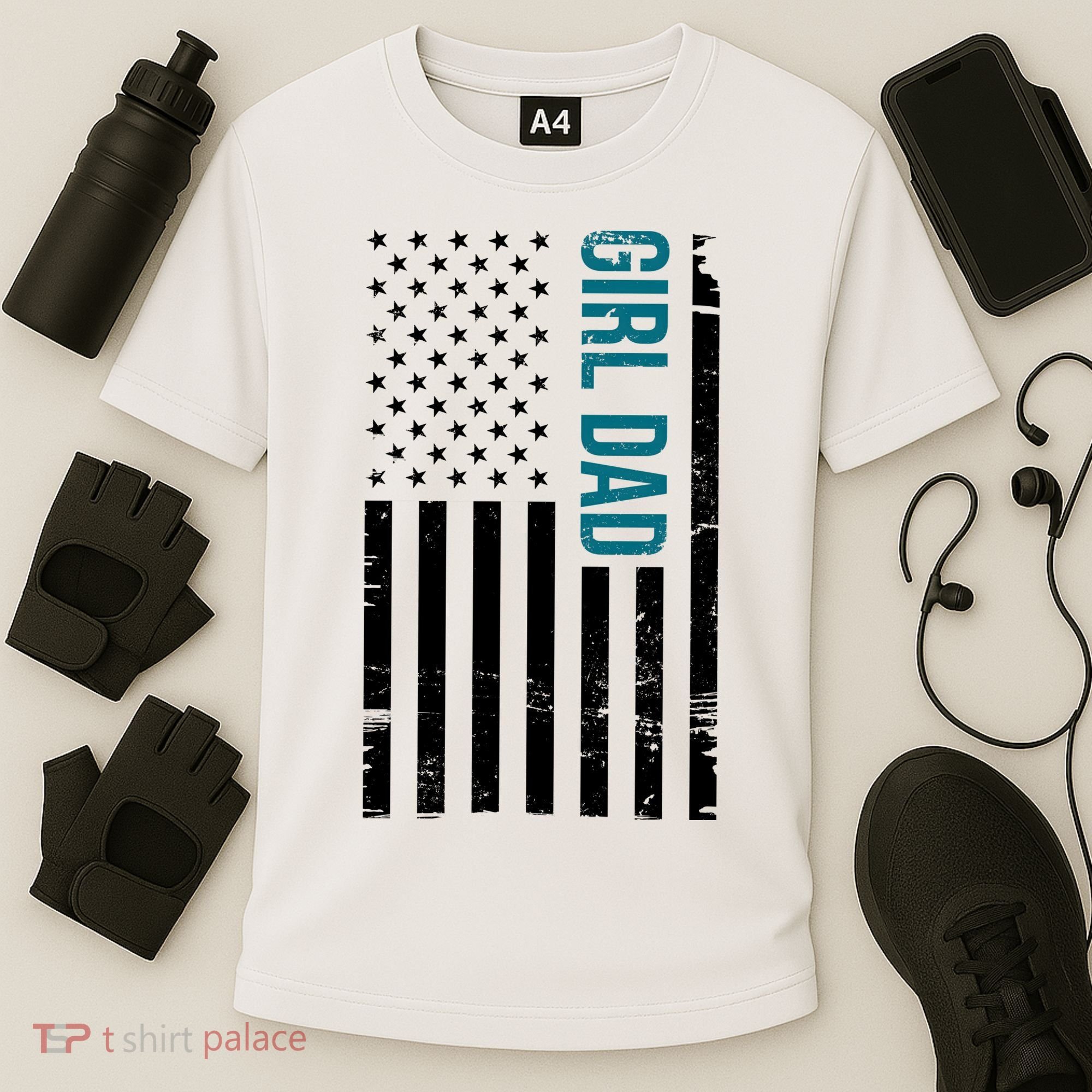 Girl Dad American Flag Cooling Performance Crew T-Shirt