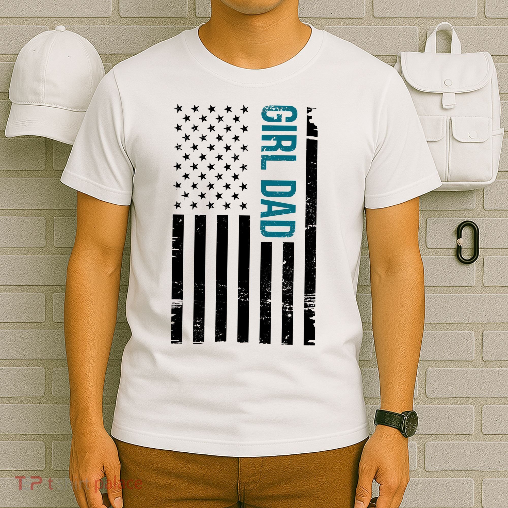 Girl Dad American Flag T-Shirt