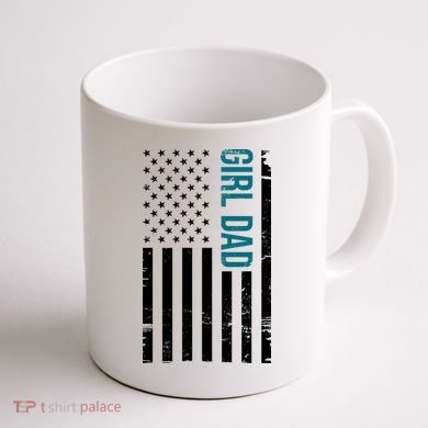 Girl Dad American Flag Coffee Mug back