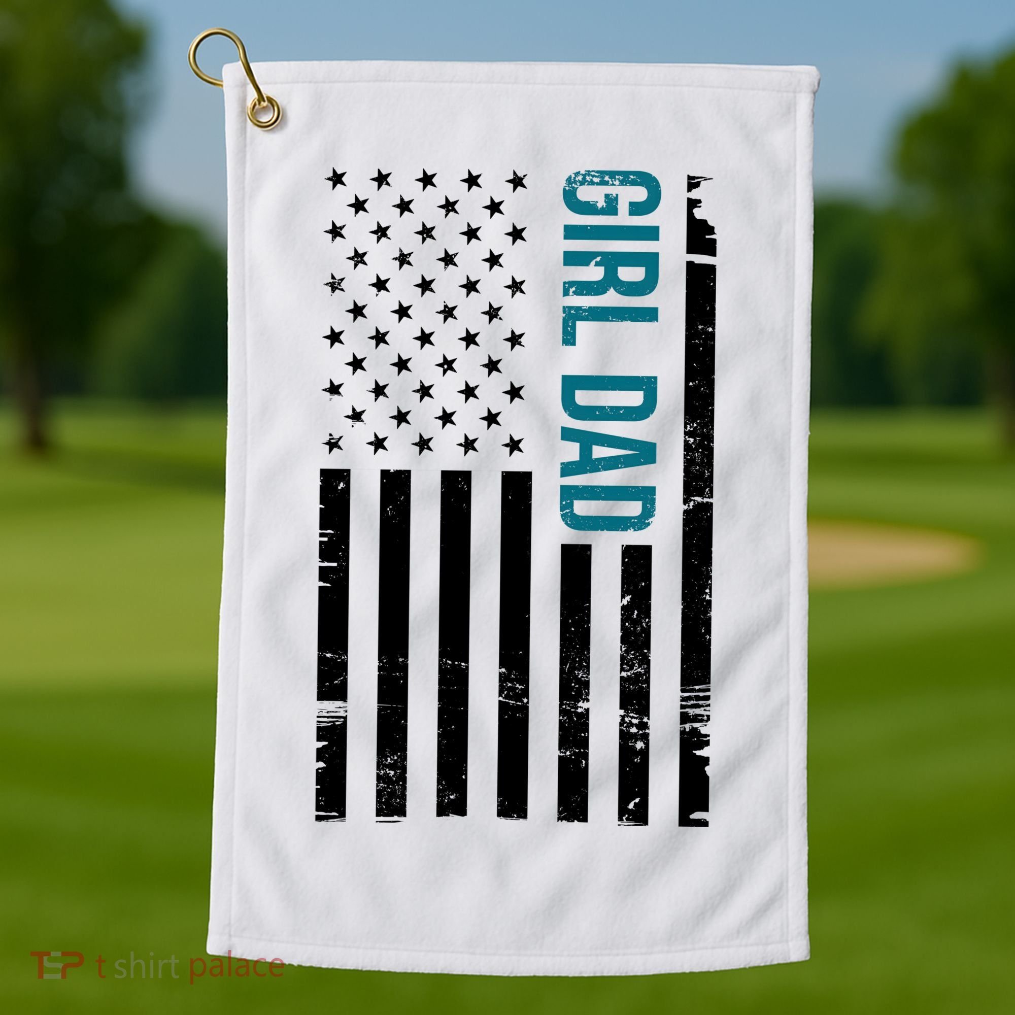 Girl Dad American Flag Golf Towel