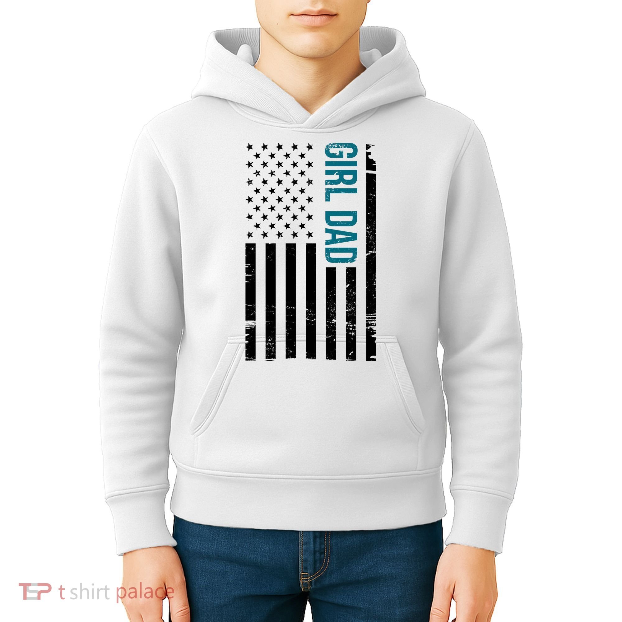 Girl Dad American Flag Kids Hoodie