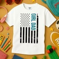 Girl Dad American Flag Kids T-Shirt thumb 3
