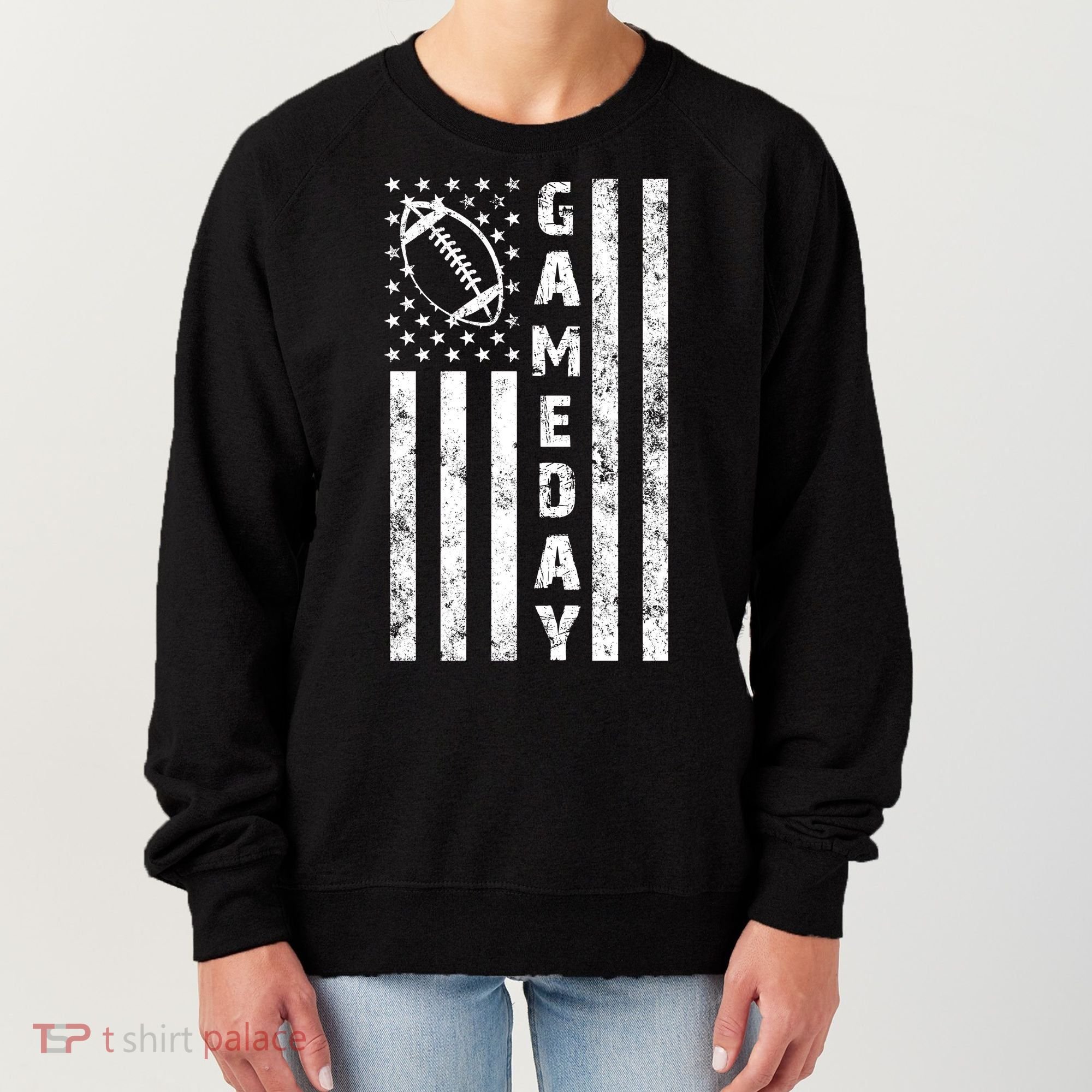 Game Day American Flag Football Lover Women's Sweatshirt