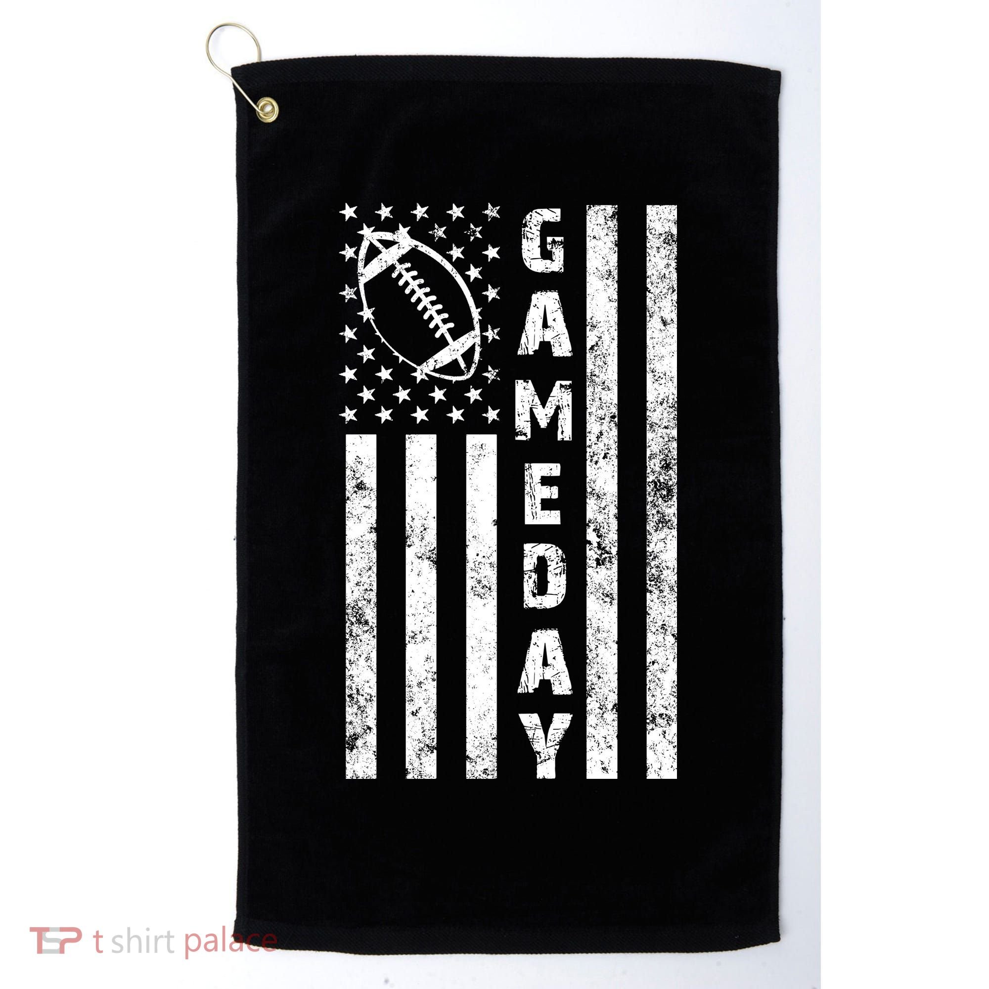 Game Day American Flag Football Lover Golf Towel