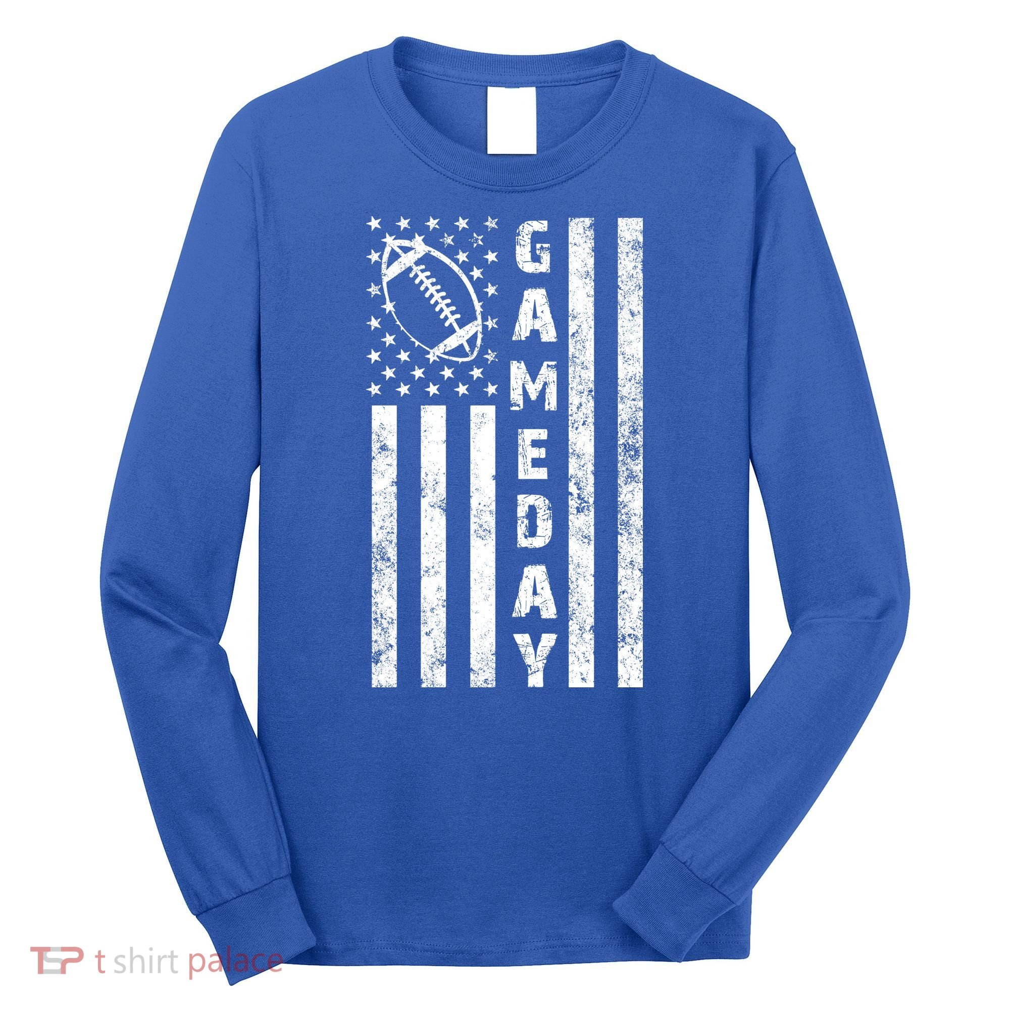 Game Day American Flag Football Lover Long Sleeve Shirt