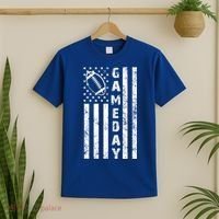Game Day American Flag Football Lover T-Shirt thumb 2