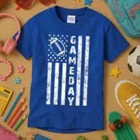 Game Day American Flag Football Lover Kids T-Shirt thumb 3