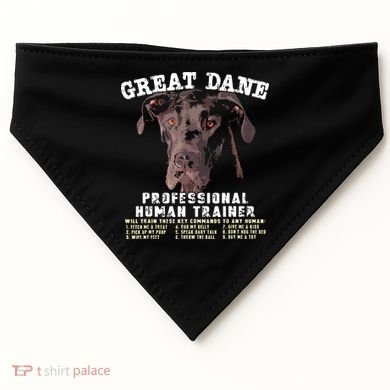 Great Dane Black Professional Human Trainer USA-Made Doggie Bandana