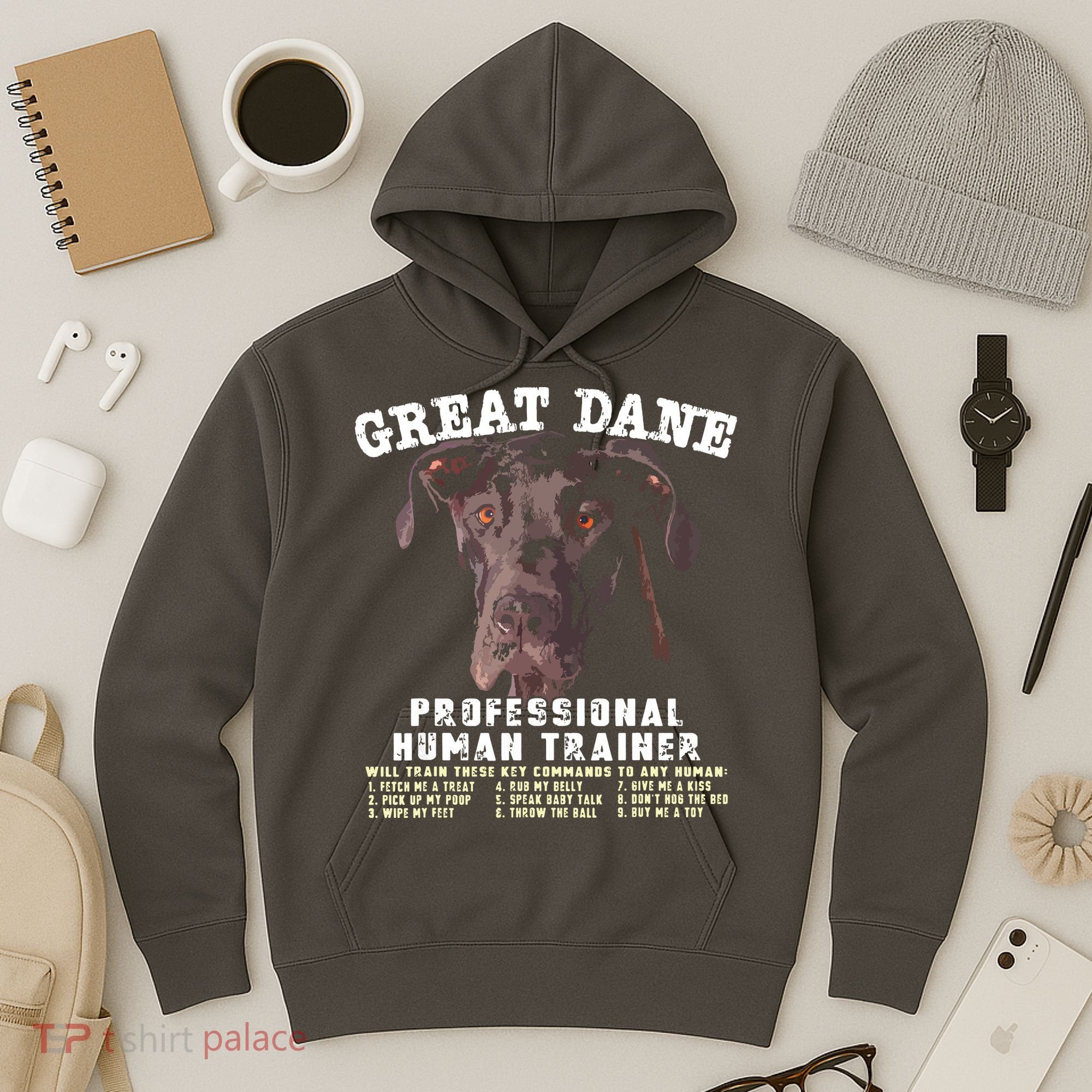 Great Dane Black Professional Human Trainer Hoodie