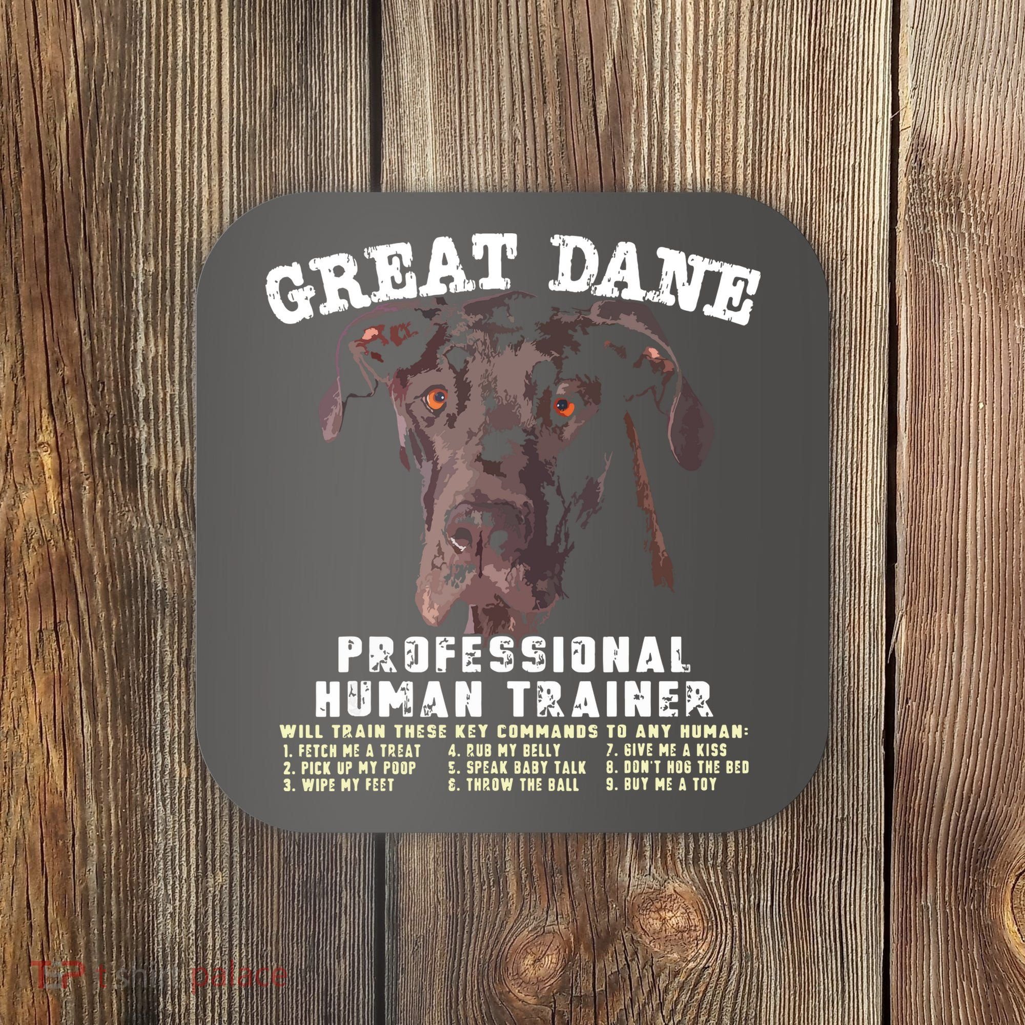Great Dane Black Professional Human Trainer Coaster