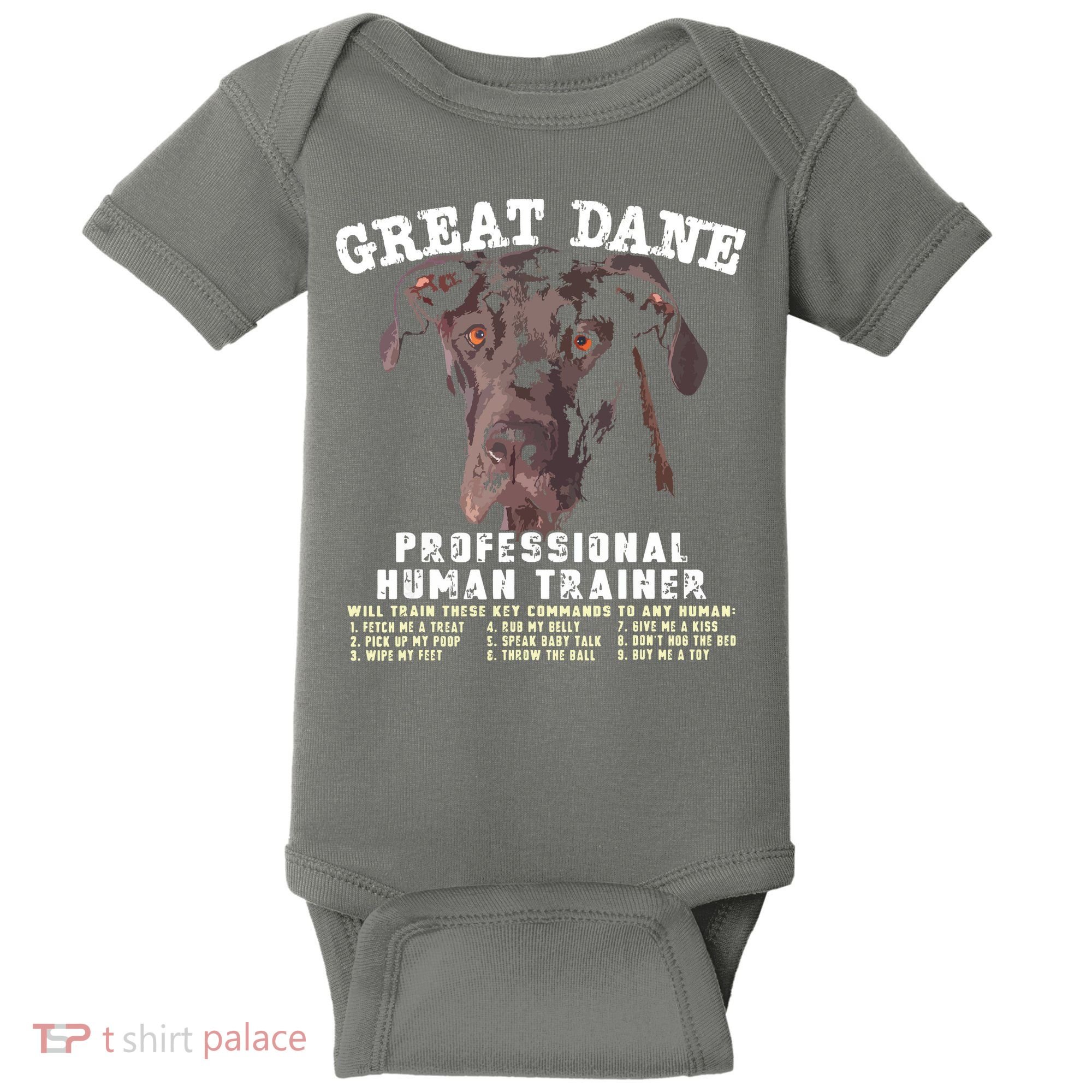 Great Dane Black Professional Human Trainer Baby Bodysuit