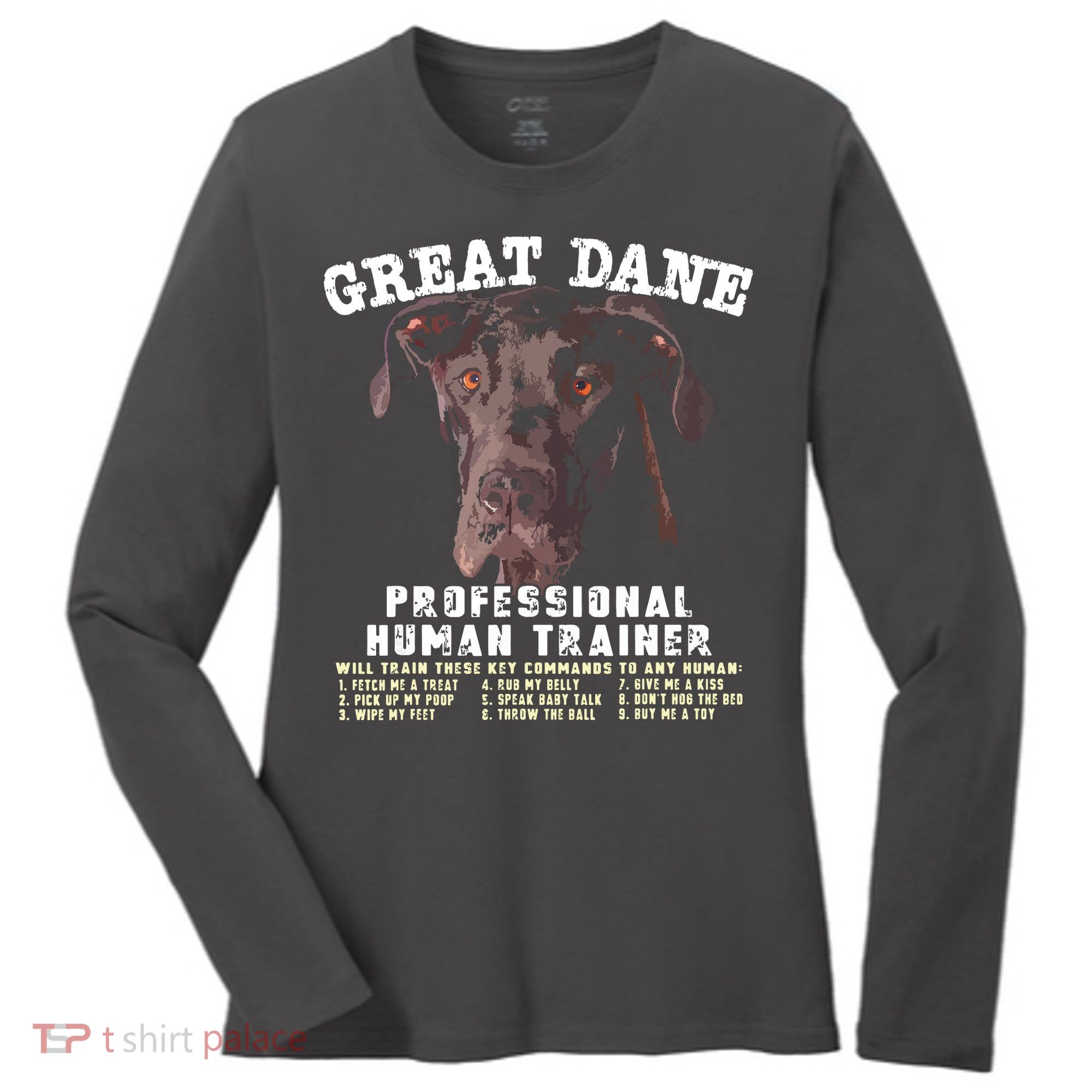 Great Dane Black Professional Human Trainer Women's Long Sleeve Shirt