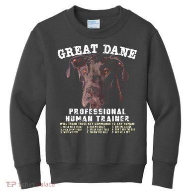 Great Dane Black Professional Human Trainer Kids Sweatshirt
