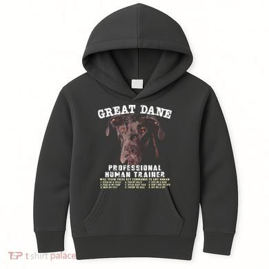 Great Dane Black Professional Human Trainer Kids Hoodie