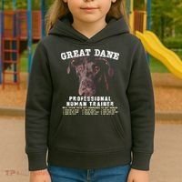 Great Dane Black Professional Human Trainer Kids Hoodie thumb 3