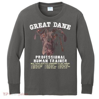 Great Dane Black Professional Human Trainer Kids Long Sleeve Shirt