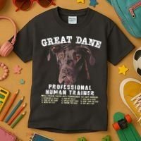 Great Dane Black Professional Human Trainer Kids T-Shirt thumb 3