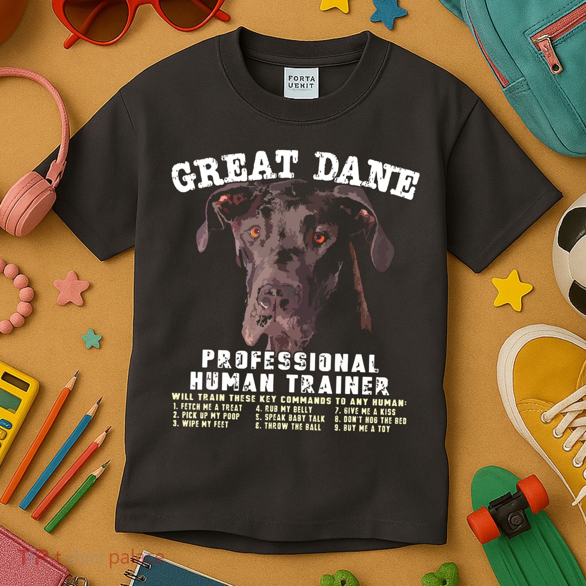 Great Dane Black Professional Human Trainer Kids T-Shirt