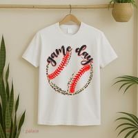 Game Day Baseball Life Softball Life Mom Mothers Day Leopard T-Shirt thumb 2