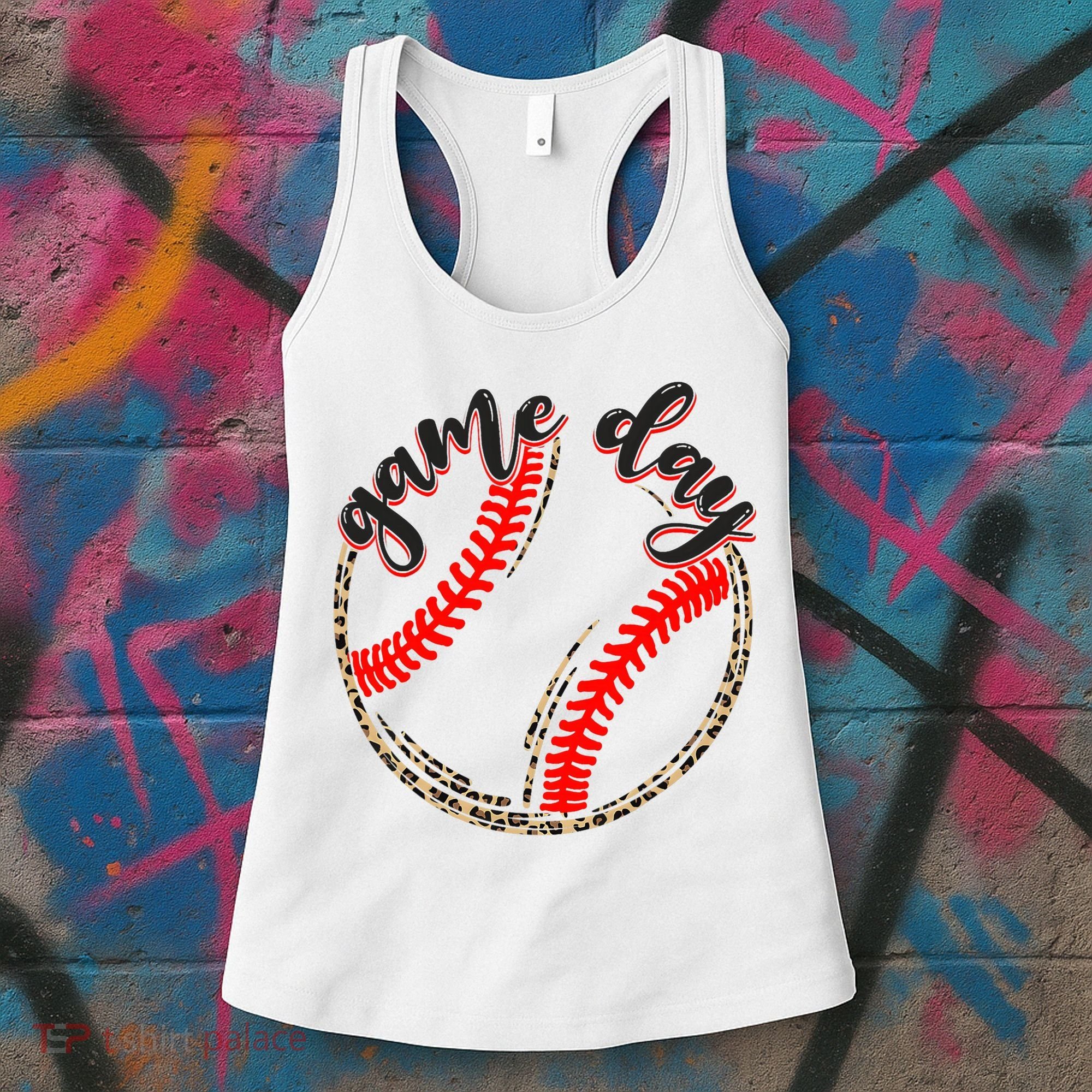 Game Day Baseball Life Softball Life Mom Mothers Day Leopard Women's Tank Top