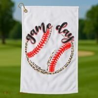Game Day Baseball Life Softball Life Mom Mothers Day Leopard Golf Towel thumb 1