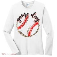 Game Day Baseball Life Softball Life Mom Mothers Day Leopard Women's Long Sleeve Shirt thumb 0