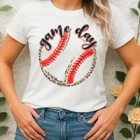 Game Day Baseball Life Softball Life Mom Mothers Day Leopard Women's T-Shirt thumb 2