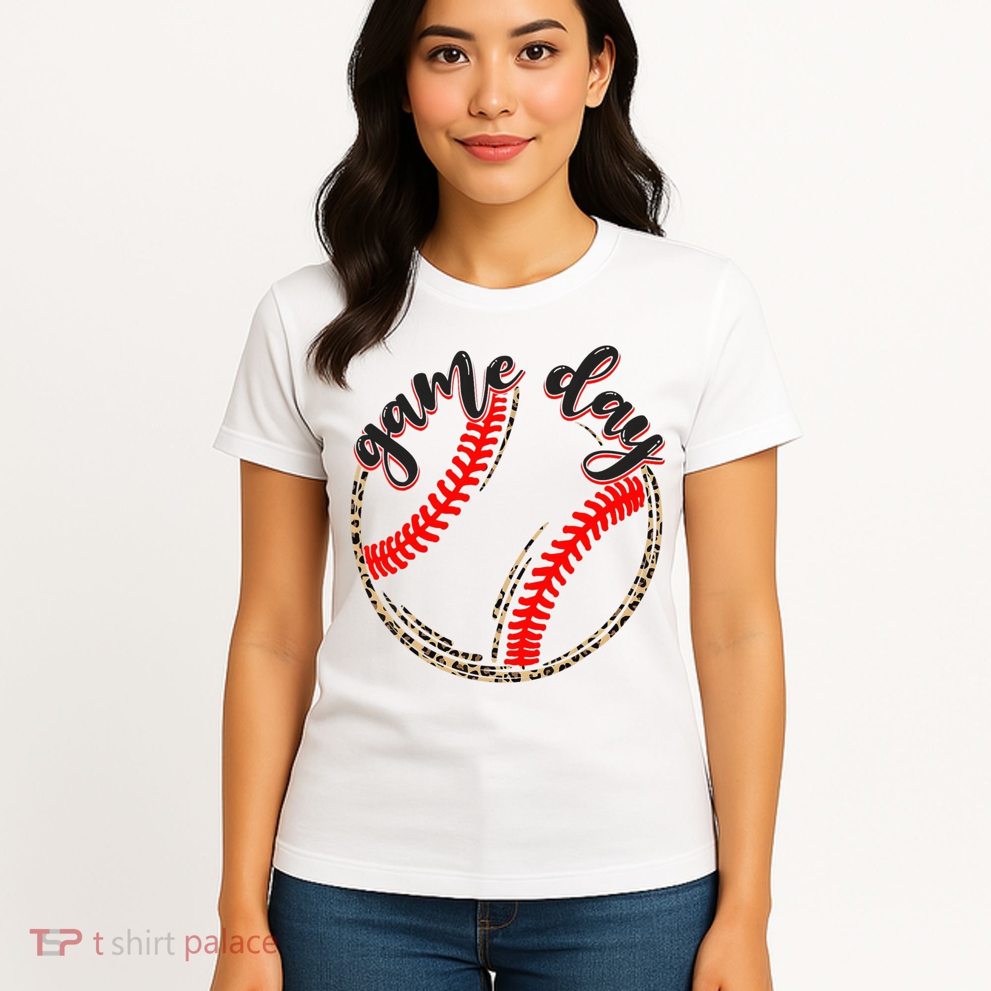 Game Day Baseball Life Softball Life Mom Mothers Day Leopard Women's T-Shirt