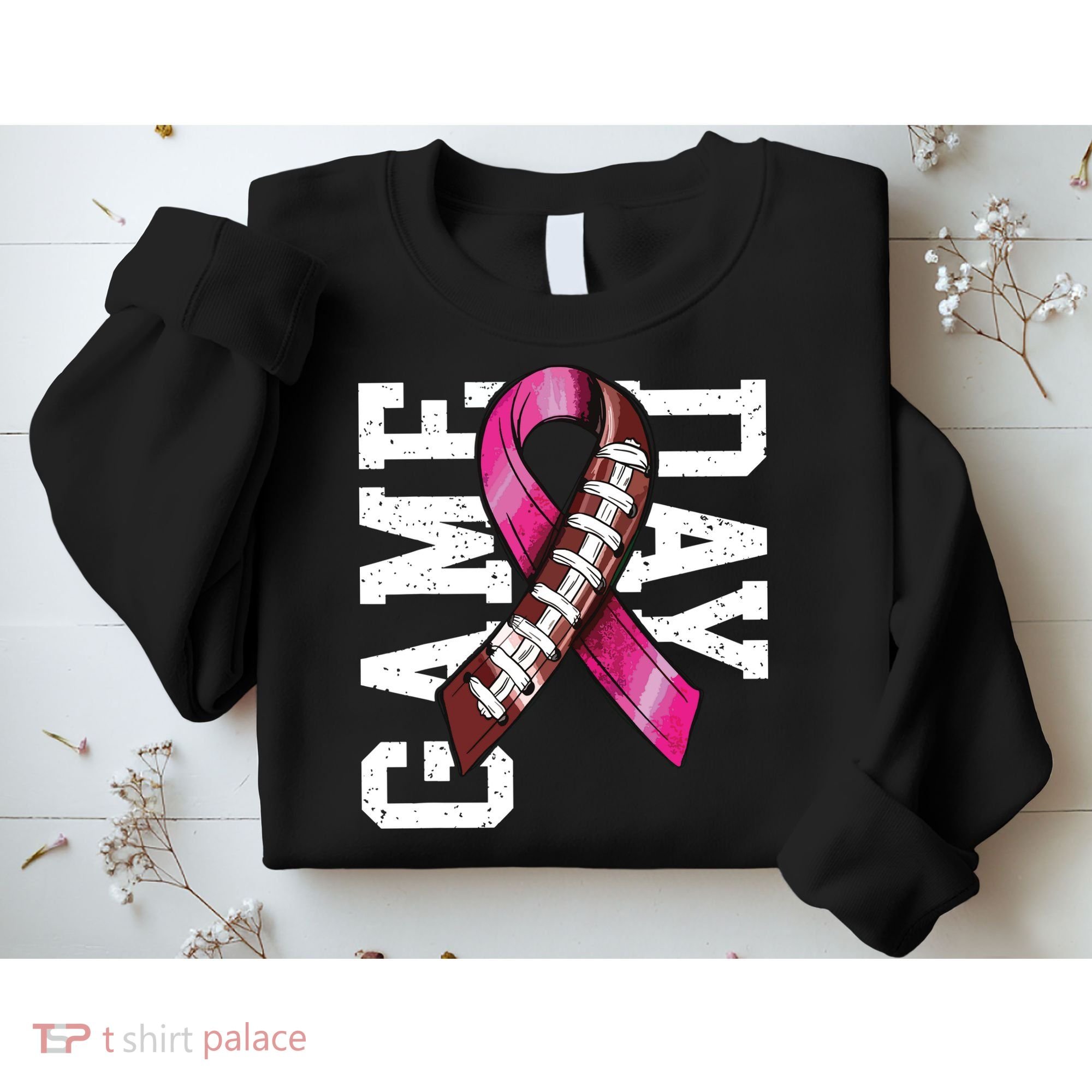 Game Day Breast Cancer Awareness Pink Football Ribbon Sweatshirt