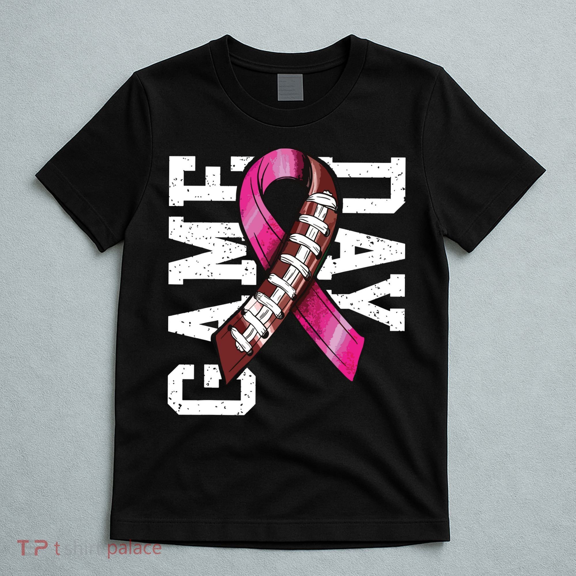 Game Day Breast Cancer Awareness Pink Football Ribbon T-Shirt