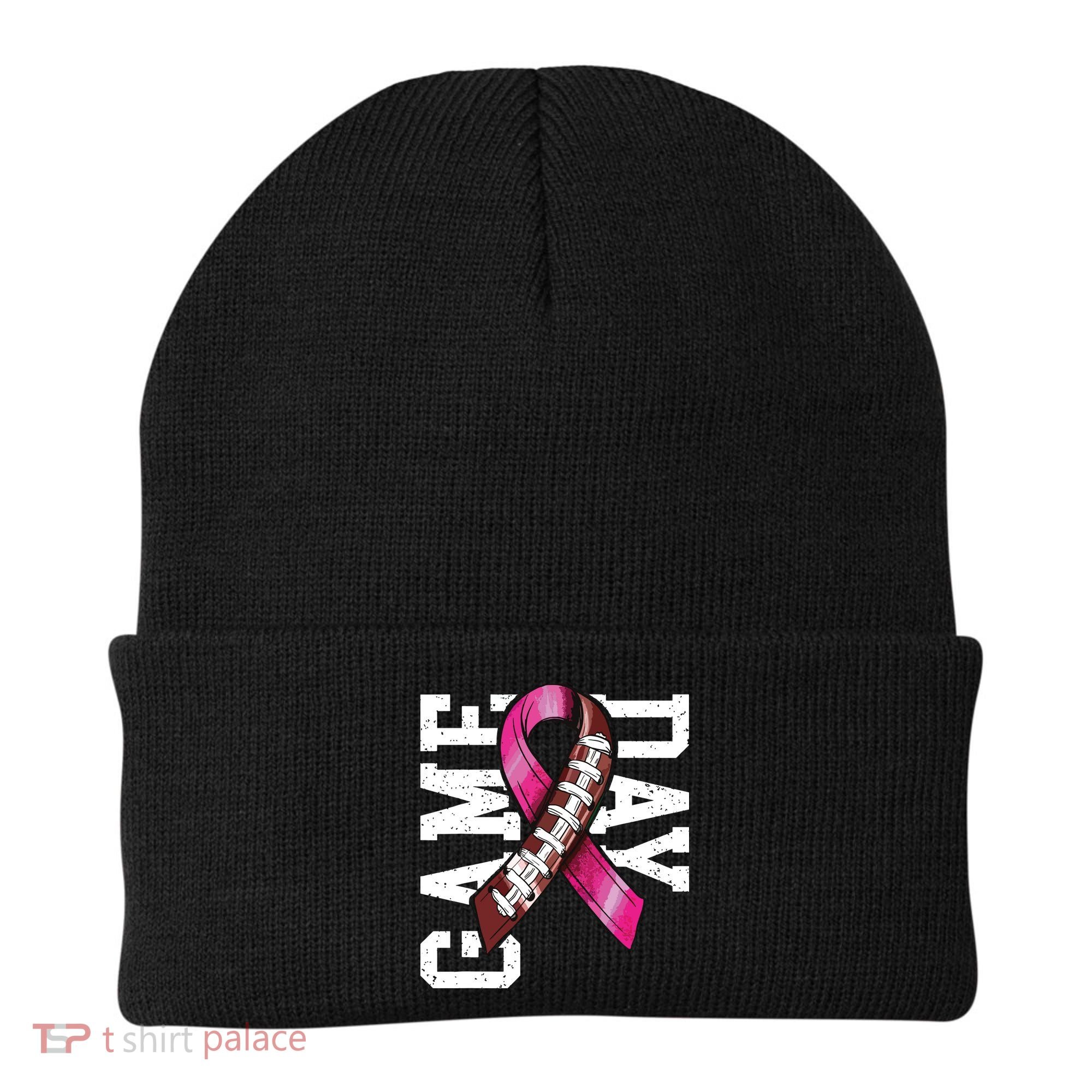Game Day Breast Cancer Awareness Pink Football Ribbon Beanie